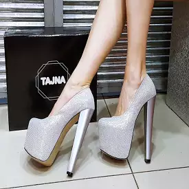 Silver Shiny High Platform Heels