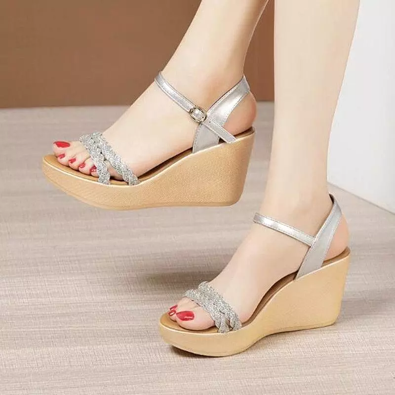 Stylish 2-Straps Wedge Sandals