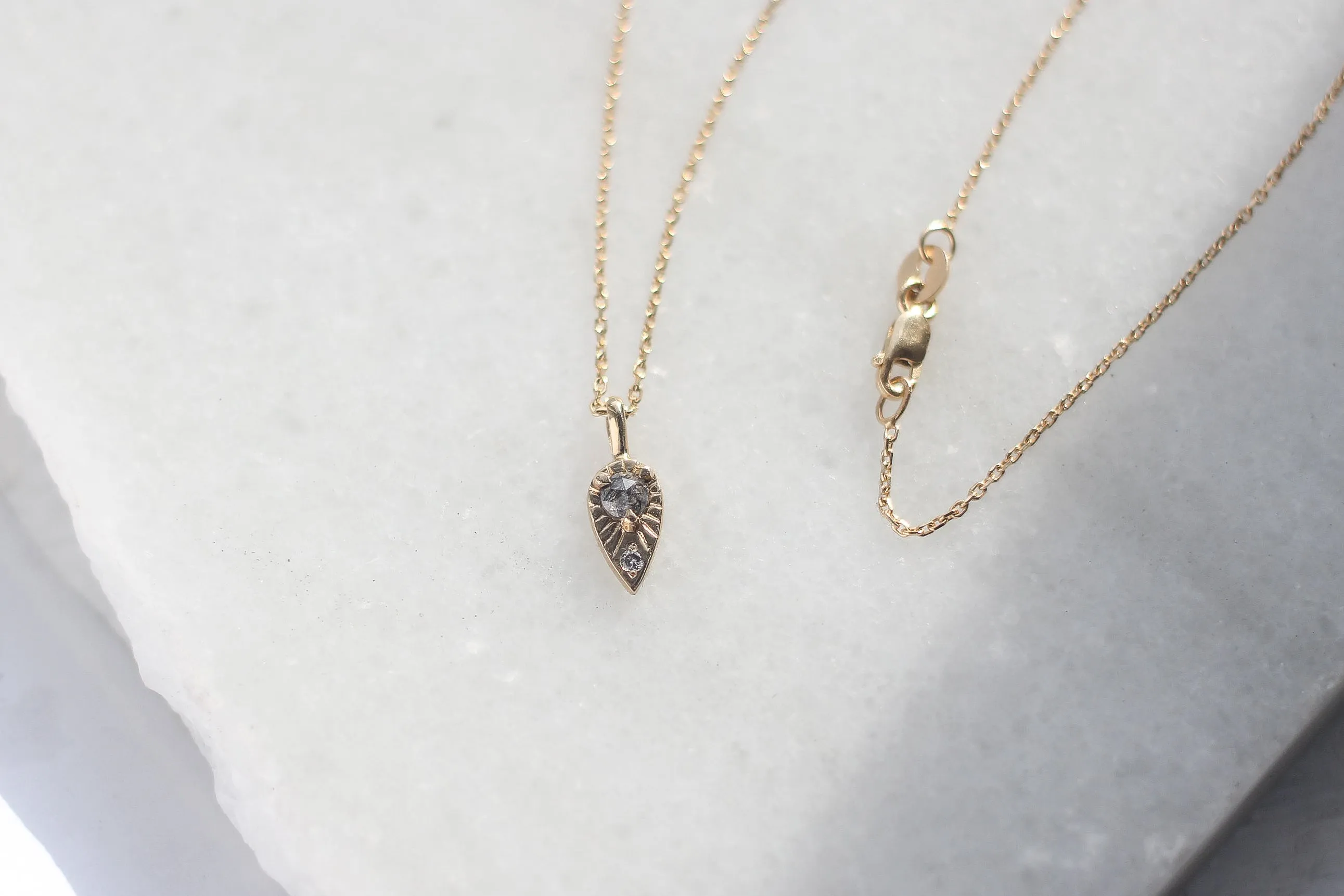 Tear Drop Diamond Sun Necklace