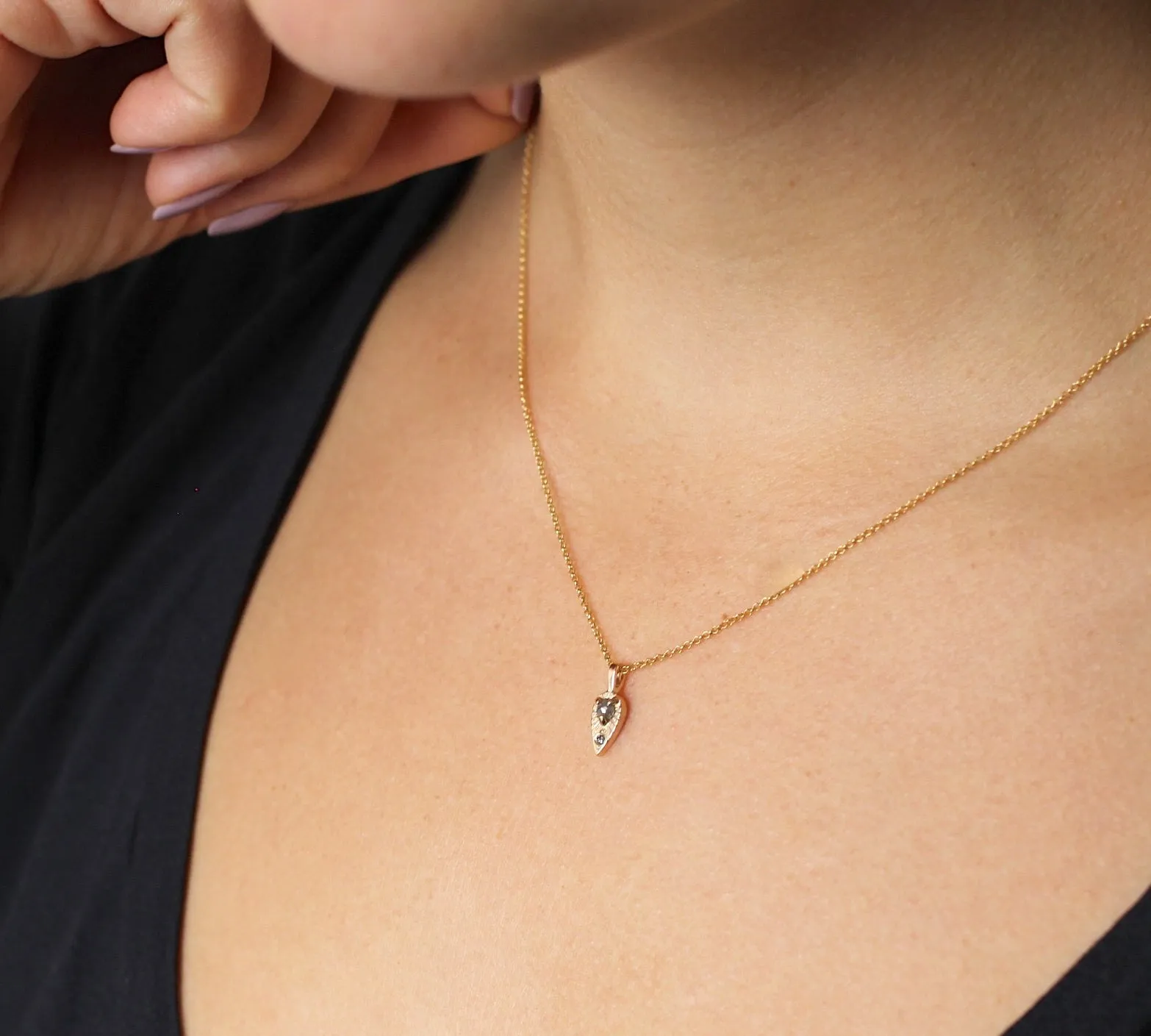 Tear Drop Diamond Sun Necklace