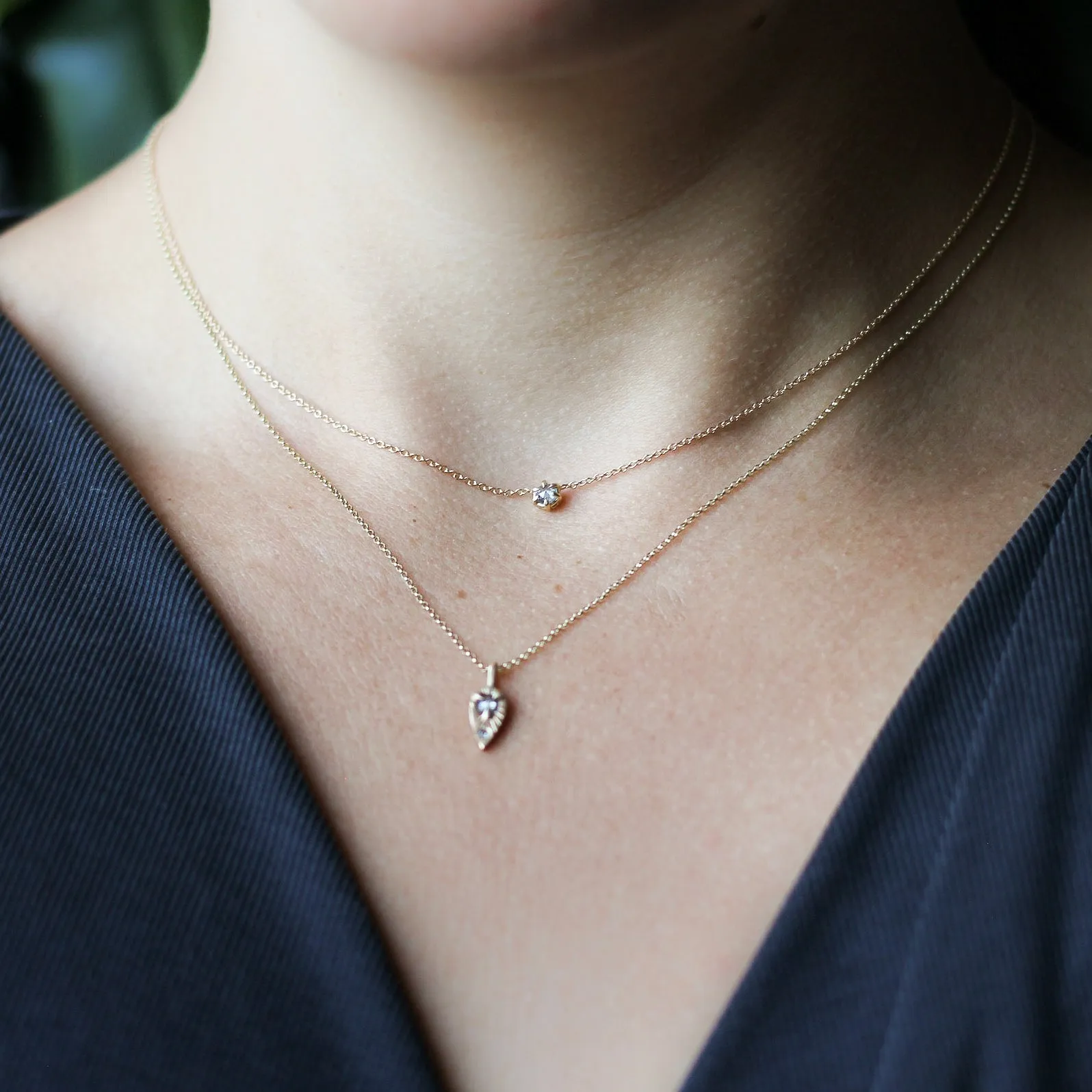 Tear Drop Diamond Sun Necklace