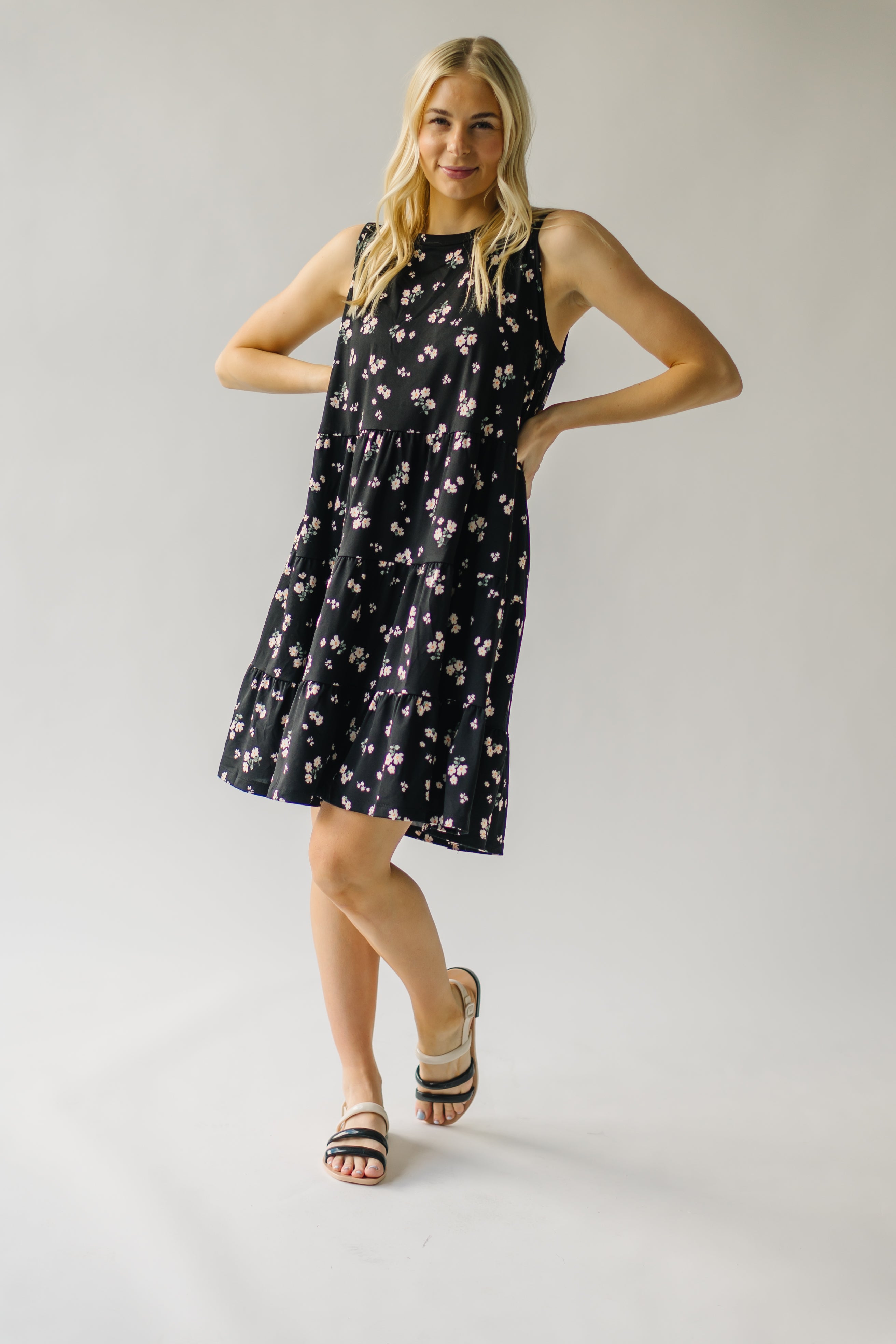 The Alexander Floral Tank Dress in Black