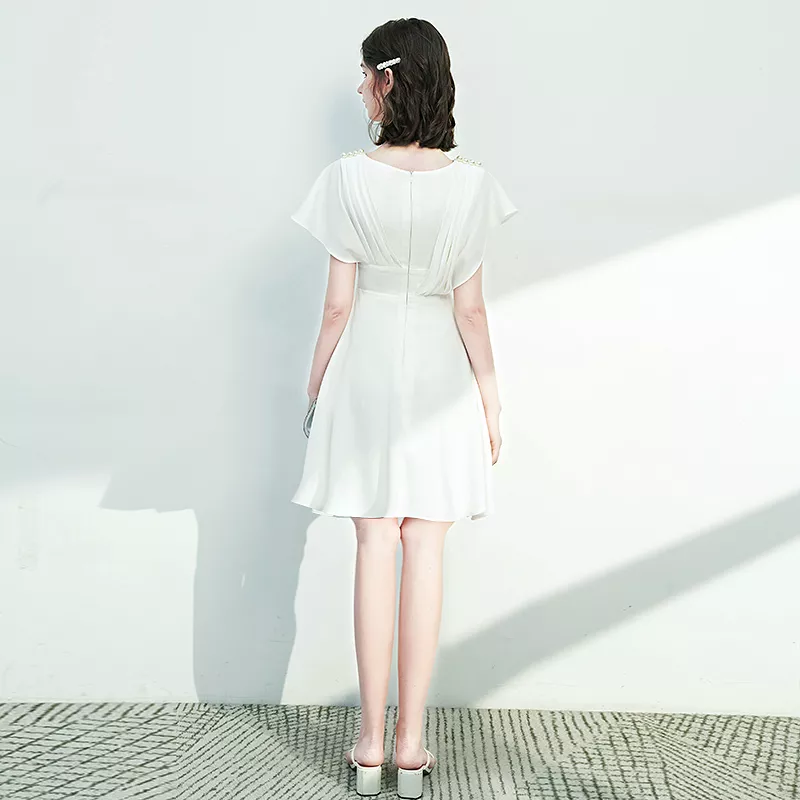 The Cordela White Short/Mid Length Dress