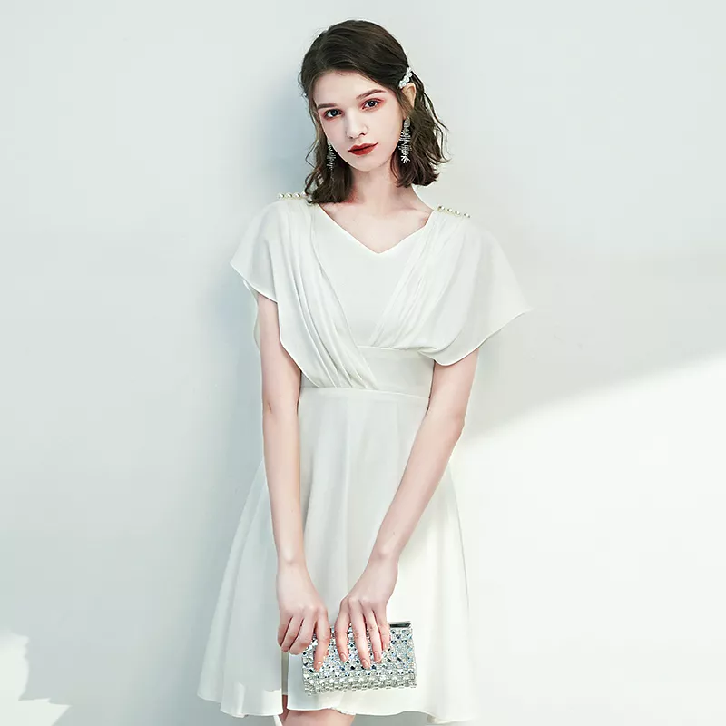 The Cordela White Short/Mid Length Dress