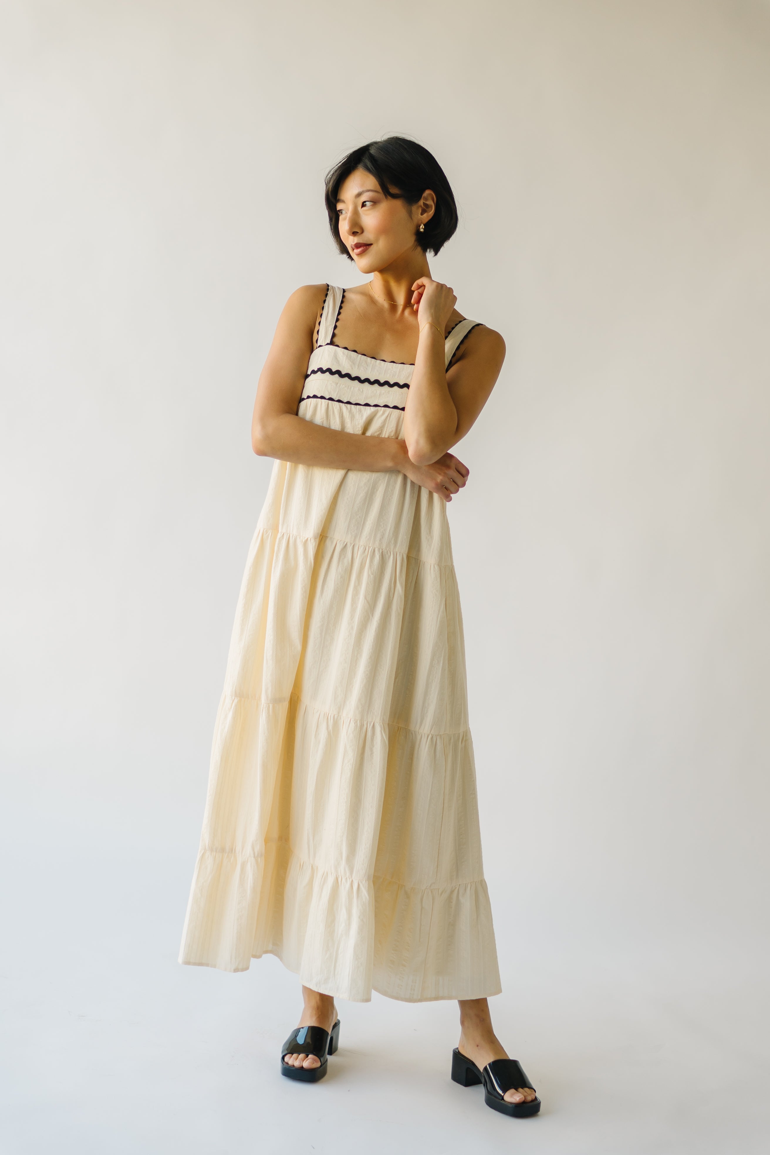 The Duncanville Tiered Tank Dress in Cream