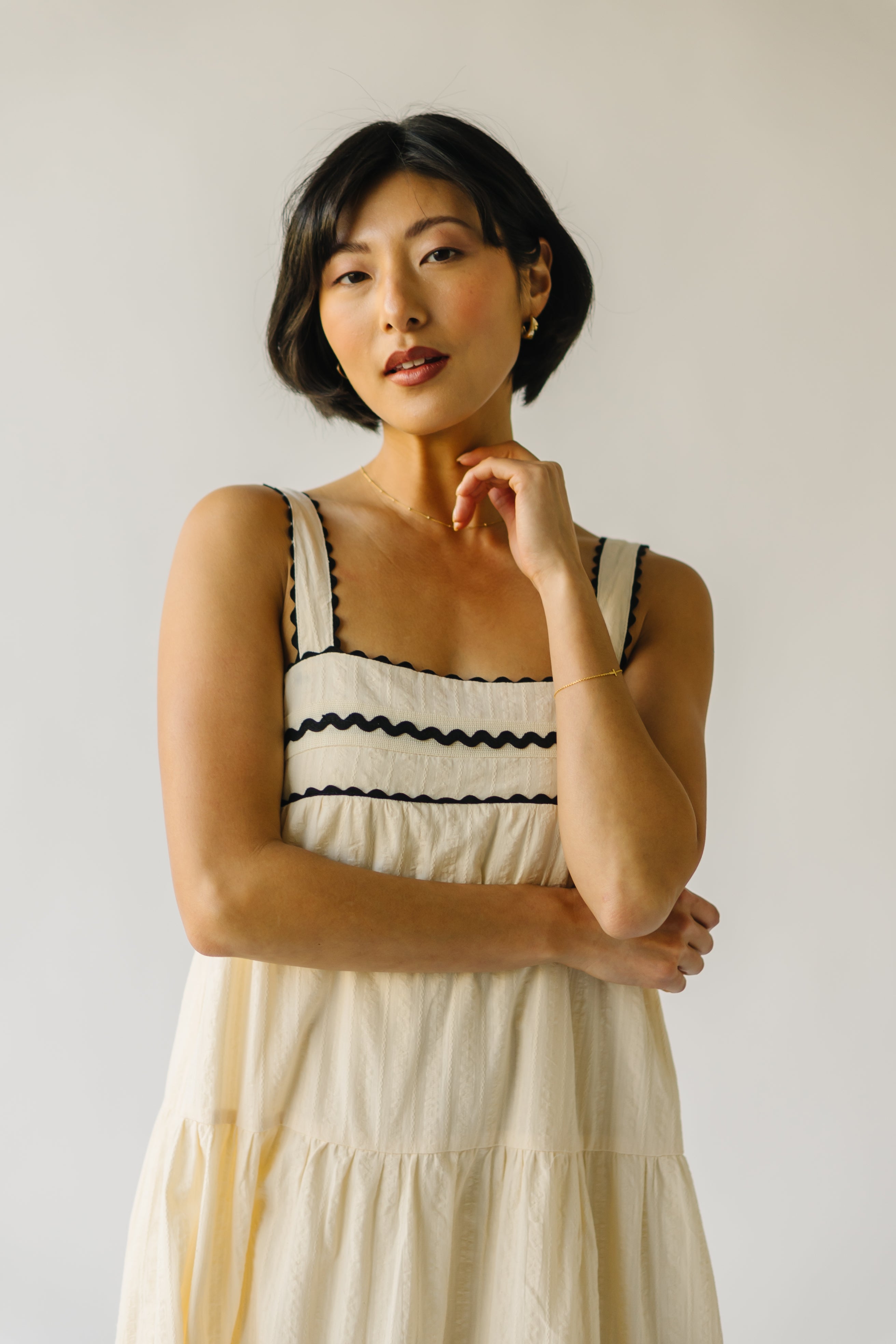 The Duncanville Tiered Tank Dress in Cream