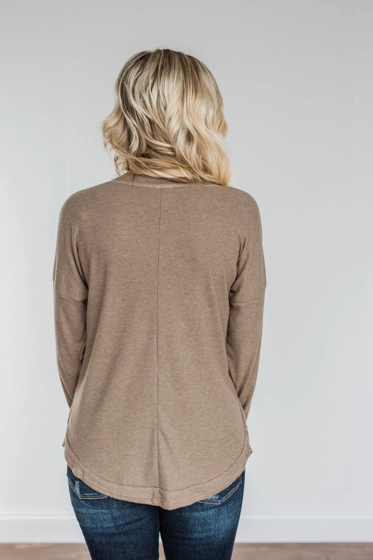 True To Your Heart Long Sleeve Top- Mocha