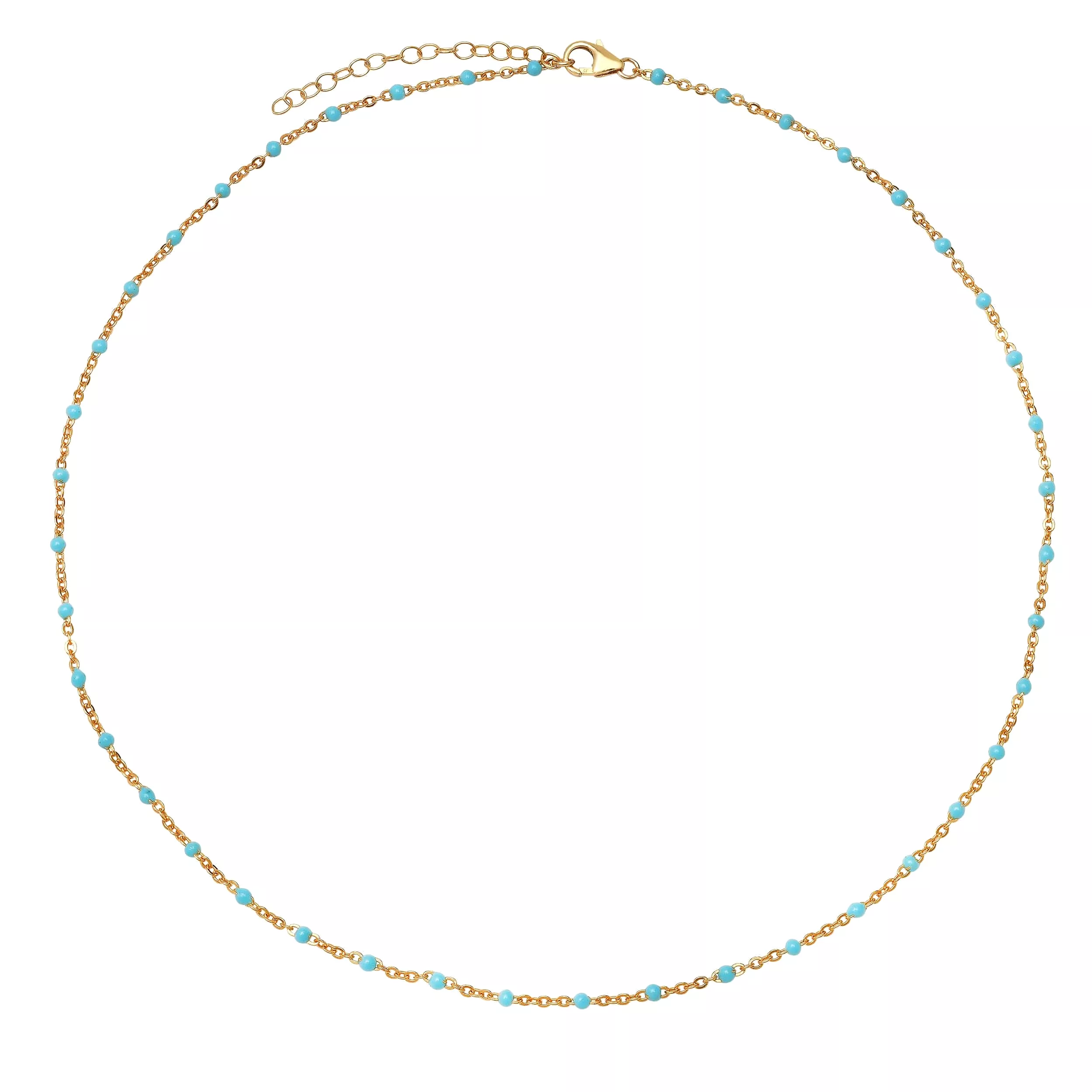 Turquoise Enamel Bead Necklace