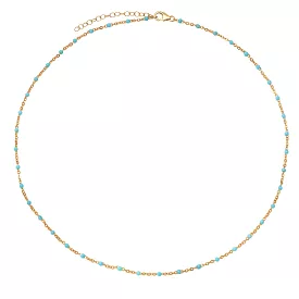 Turquoise Enamel Bead Necklace