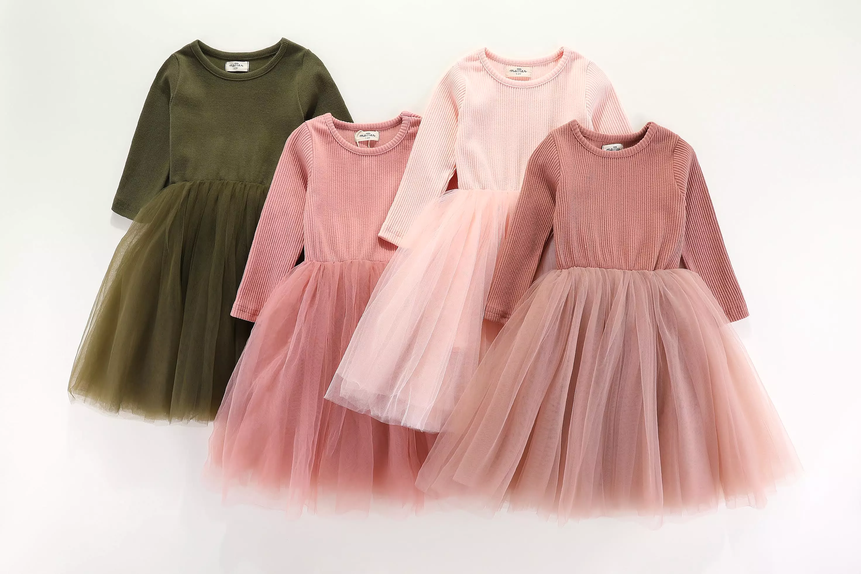 Valentina Long Sleeve Tutu Dress - OLIVE : 1-2Y, 2-3Y, 3-4Y, 4-5Y, 5-6Y, 6-8Y