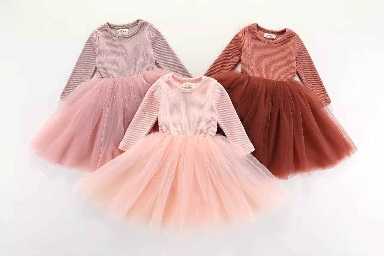 Valentina Long Sleeve Tutu Dress - ROSE: 1-2Y, 2-3Y, 3-4Y, 4-5Y, 5-6Y, 6-8Y