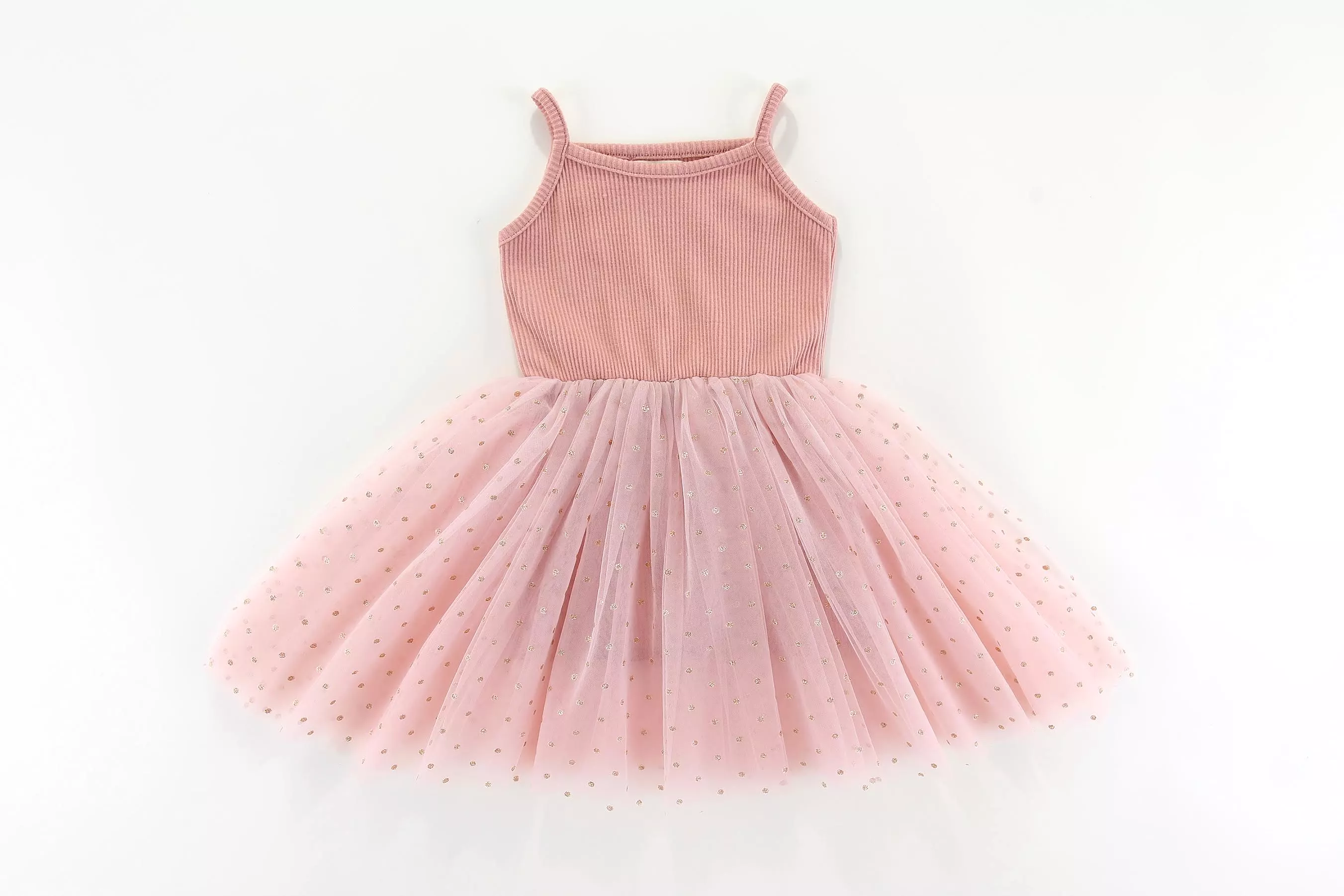 Valentina Tutu Dress: LIGHT PINK GOLDEN DOTS: 0-6M, 1-2Y, 2-3Y, 4-5Y, 5-6Y, 6-8Y