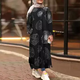 ZANZEA Women Vintage Floral Printed Dress Autumn O Neck Long Sleeve Sundress Casual Loose Kaftan Muslim Dress Vestiso S3590031